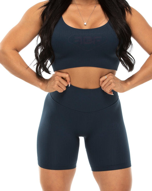 Tone On Tone Ribbed Shorts - Nasa